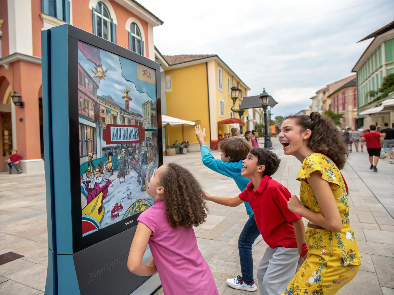 A screenshot from Solflare showing children collaborating and solving puzzles together in a cooperative gameplay mode.